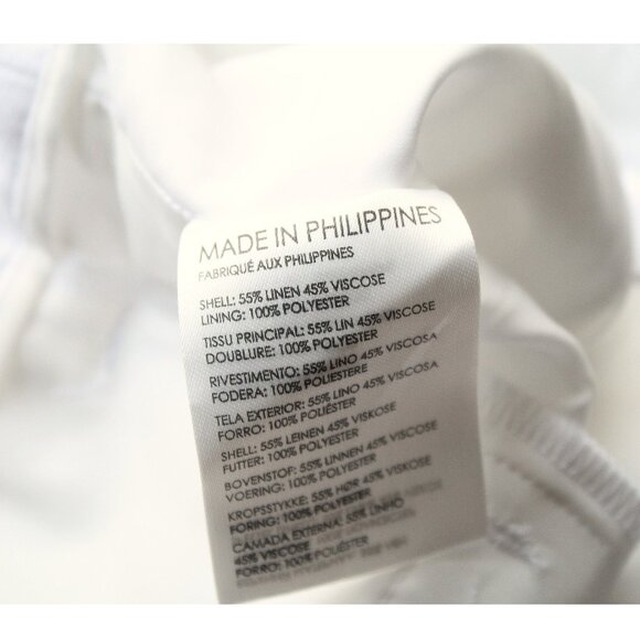 Club Monaco Belted Linen Blend Trouser 28" / Size 8 / White Work Career Pants - Picture 5 of 5